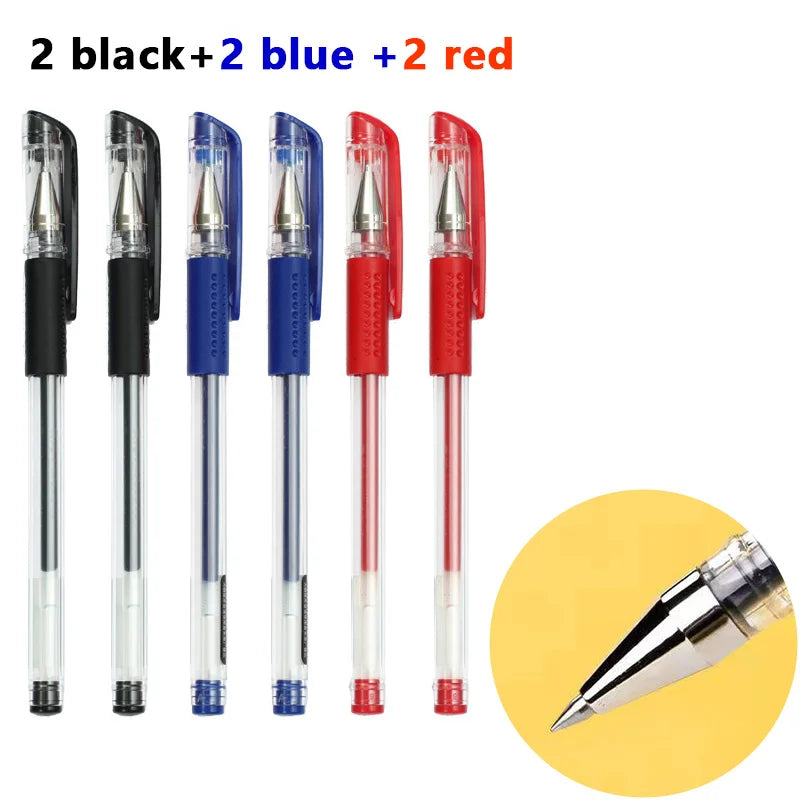 Gel Pens Set Black Blue Red Bullet Tip 0.5mm - School & Office Supplies