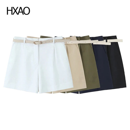 Women's White High Waist Shorts