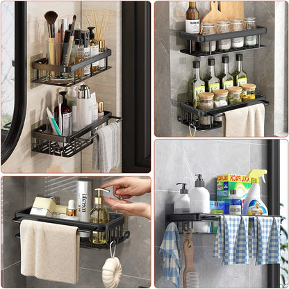 Bathroom Shelf Kitchen Storage Organizer Aluminum Alloy Shampoo Rack Shower Shelf Bathroom Accessories No Drill Shelf